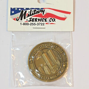 9/11 Memorial Challenge Coin w Box Holder - Military Service Co